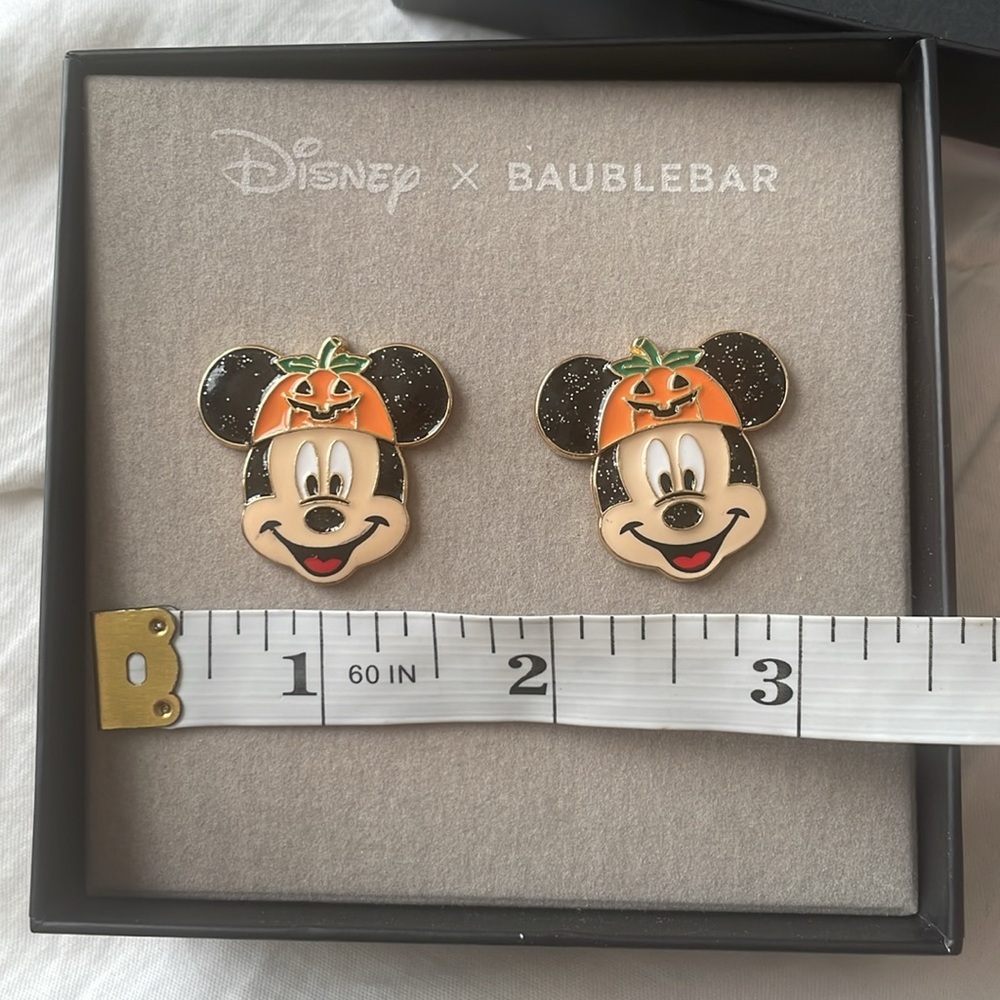 Disney X Baublebar Pumpkin Mickey‎ Mouse Glitter Stud Earrings - Picture 5 of 5